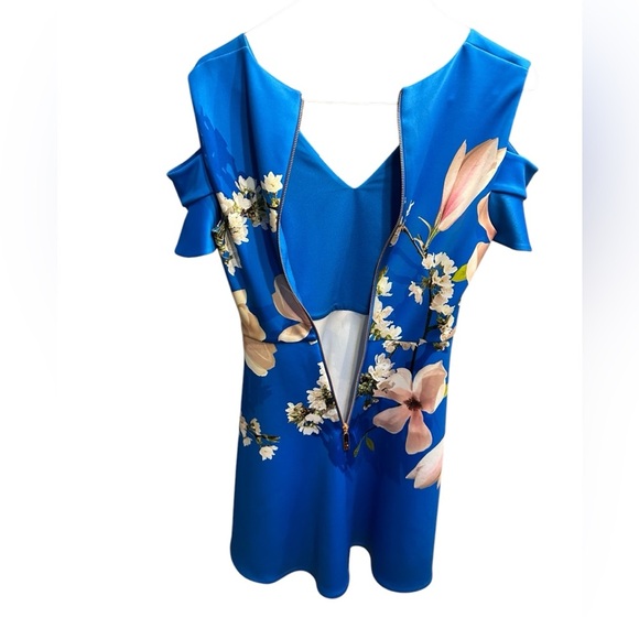 Ted Baker Floral Cold Shoulder Dress in Blue size 2 - Picture 6 of 6